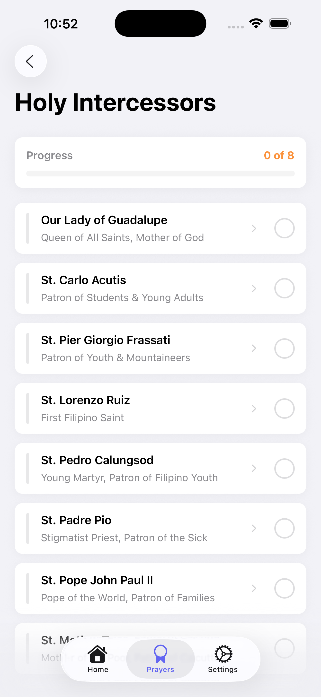 Holy Intercessors and saints prayer screen